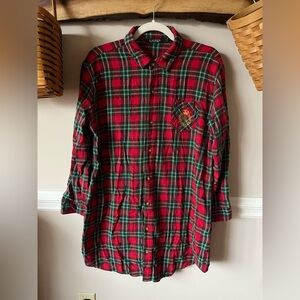 Lauren Ralph Lauren Sleep Shirt Size L Large Nightgown Plaid Tartan Crest